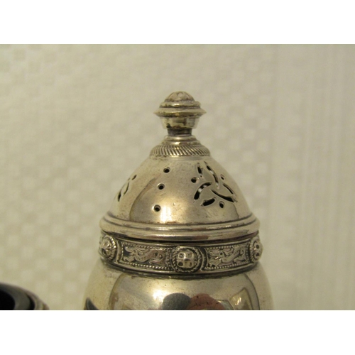 859 - Silver Salt and Cruet Globe Form with Shaped Form Supports Celtic Motifs Attractively Detailed with ... 