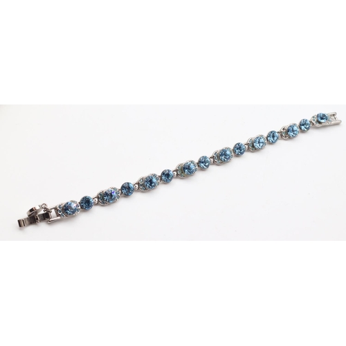 86 - Givenchy Blue Paste Vintage Costume Bracelet Signed Length 18cm Approximately