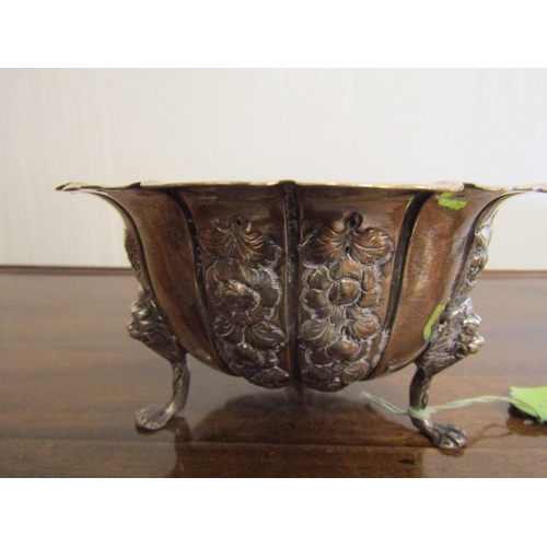 866 - Large Dublin Silver Bowl Dated 1757 by Robert Calderwood Attractively Detailed with Lion Head Motif ... 