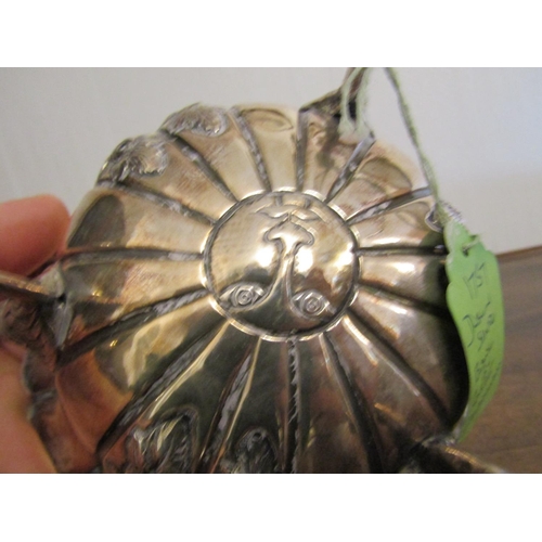 866 - Large Dublin Silver Bowl Dated 1757 by Robert Calderwood Attractively Detailed with Lion Head Motif ... 