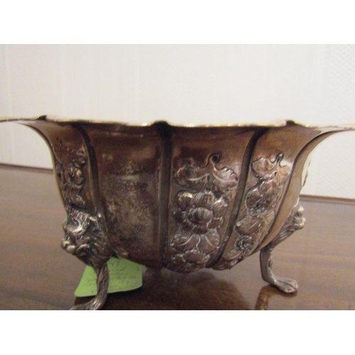 866 - Large Dublin Silver Bowl Dated 1757 by Robert Calderwood Attractively Detailed with Lion Head Motif ... 