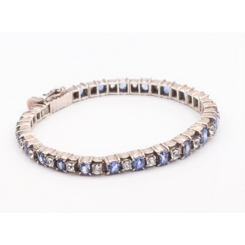 87 - Mid Twentieth Century Sapphire Bracelet Articulated Form Sapphires of Various Hues Length 18.5cm 24 ... 