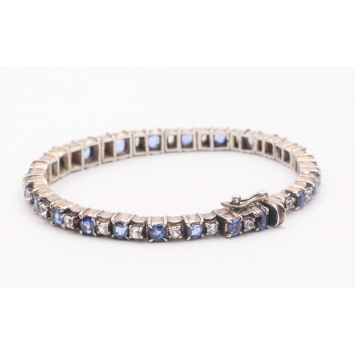 87 - Mid Twentieth Century Sapphire Bracelet Articulated Form Sapphires of Various Hues Length 18.5cm 24 ... 