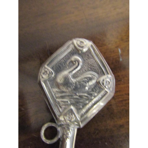 885 - Victorian Silver Babies Rattle with Embossed Swan Motif Decoration