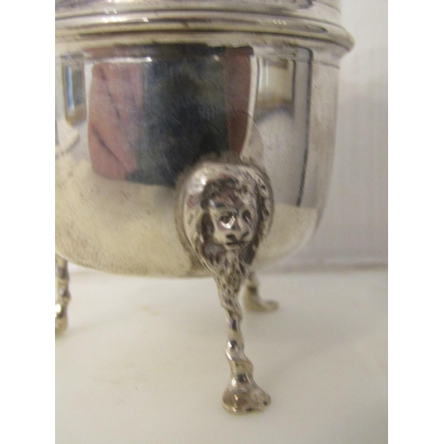 886 - Silver Cream Jug with Armorial Crest Flying C Shaped Handle and Lion Head Motif Decorated Supports A... 