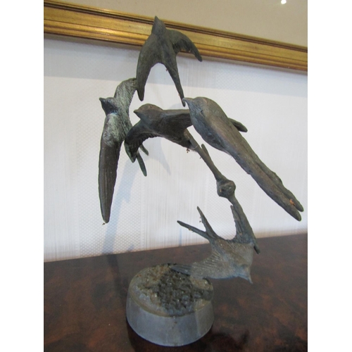 890 - Colm Brennan Flight of Swallows Original Bronze Sculpture Unique Approximately 15 Inches High