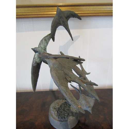 890 - Colm Brennan Flight of Swallows Original Bronze Sculpture Unique Approximately 15 Inches High