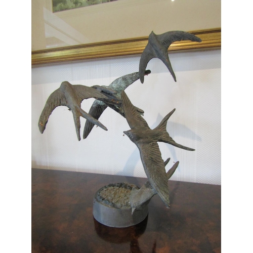 890 - Colm Brennan Flight of Swallows Original Bronze Sculpture Unique Approximately 15 Inches High