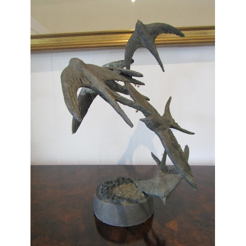 890 - Colm Brennan Flight of Swallows Original Bronze Sculpture Unique Approximately 15 Inches High