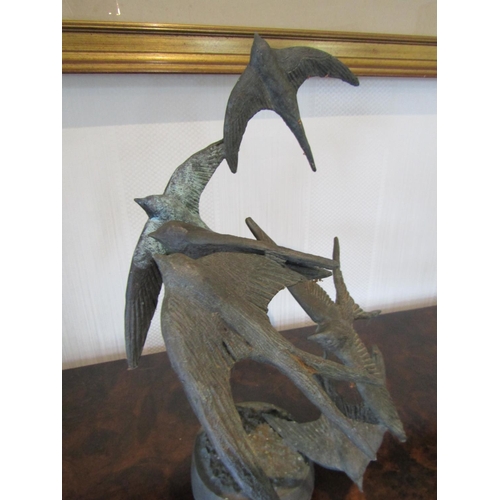 890 - Colm Brennan Flight of Swallows Original Bronze Sculpture Unique Approximately 15 Inches High