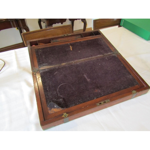 911 - Irish Regency Figured Mahogany Brassbound Writing Box Fitted Interior Approximately 18 Inches Wide x... 