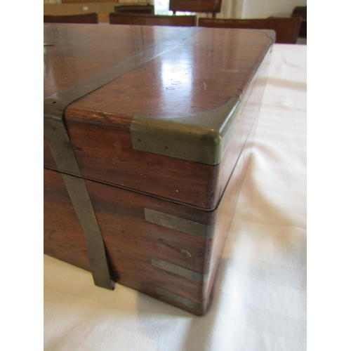 911 - Irish Regency Figured Mahogany Brassbound Writing Box Fitted Interior Approximately 18 Inches Wide x... 