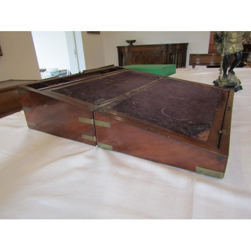 911 - Irish Regency Figured Mahogany Brassbound Writing Box Fitted Interior Approximately 18 Inches Wide x... 