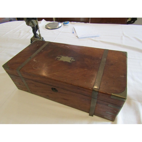 911 - Irish Regency Figured Mahogany Brassbound Writing Box Fitted Interior Approximately 18 Inches Wide x... 