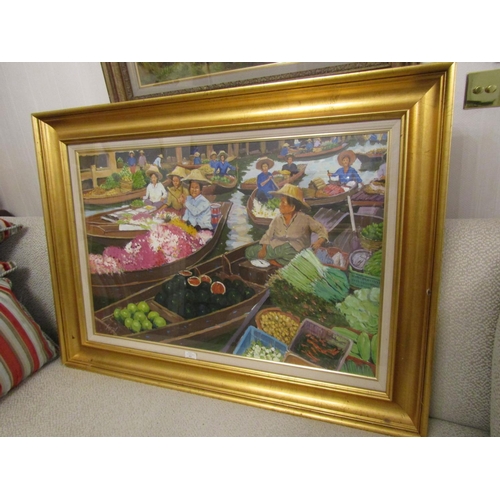 916 - Fergal Flanagan Floating Market I Thailand Oil on Canvas Dated 2006 Signed Lower Left Approximately ... 