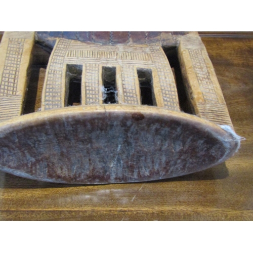 918 - Antique Ethiopian Headrest Gurage Region Antique Handcarved Intricately Incised Approximately 20cm H... 