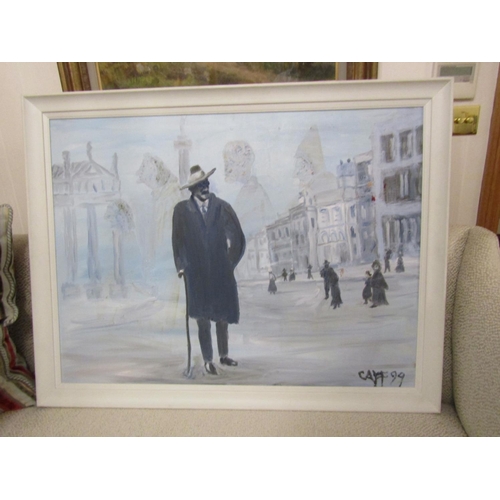 921 - John Caffrey James Joyce in Paris Dated 1999, Oil on Board,  Signed Lower Right Caff Approximately 2... 