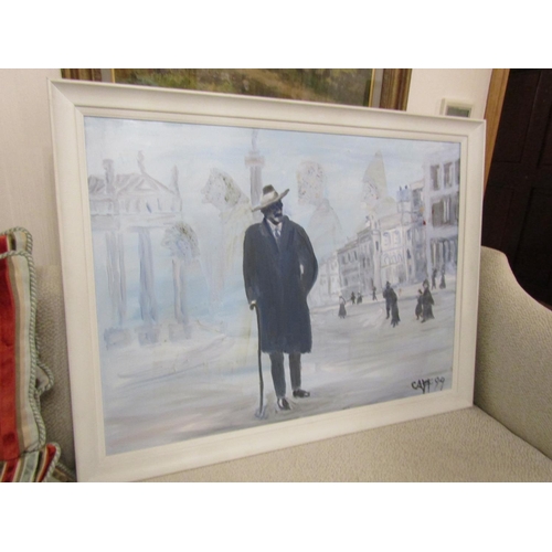 921 - John Caffrey James Joyce in Paris Dated 1999, Oil on Board,  Signed Lower Right Caff Approximately 2... 