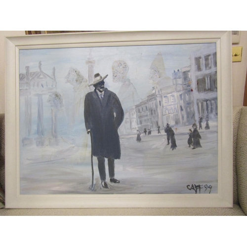 921 - John Caffrey James Joyce in Paris Dated 1999, Oil on Board,  Signed Lower Right Caff Approximately 2... 