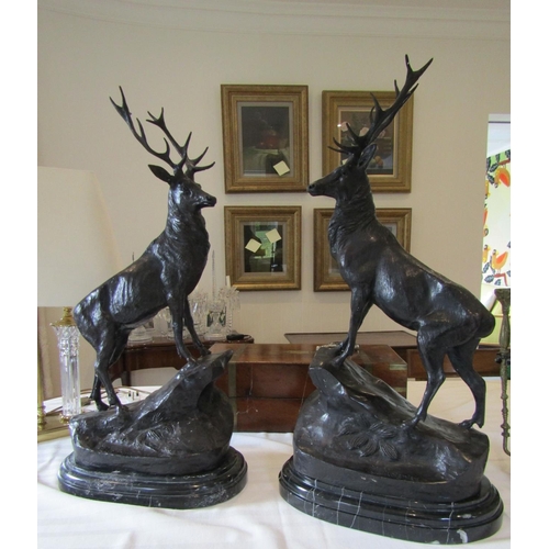 924 - Jean Moignier Jules Moigniez (1835-1894) Highland Stags Pair Bronze Each Approximately 30 Inches Hig... 