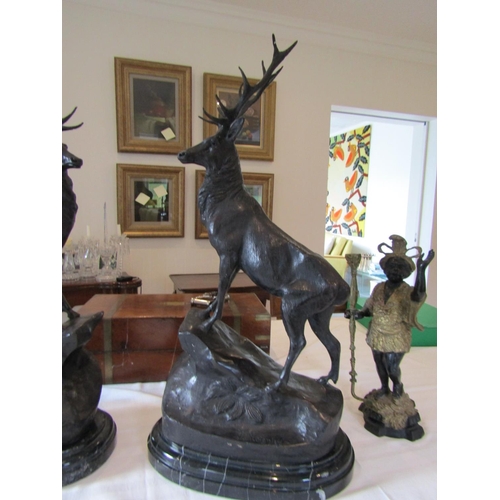 924 - Jean Moignier Jules Moigniez (1835-1894) Highland Stags Pair Bronze Each Approximately 30 Inches Hig... 