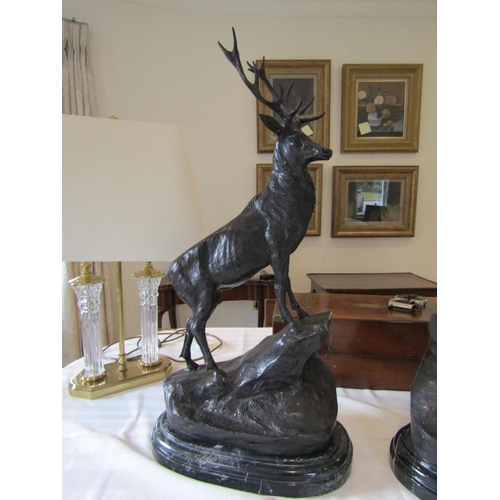 924 - Jean Moignier Jules Moigniez (1835-1894) Highland Stags Pair Bronze Each Approximately 30 Inches Hig... 