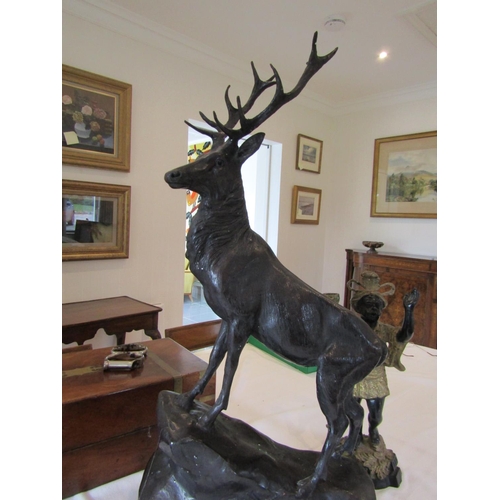 924 - Jean Moignier Jules Moigniez (1835-1894) Highland Stags Pair Bronze Each Approximately 30 Inches Hig... 