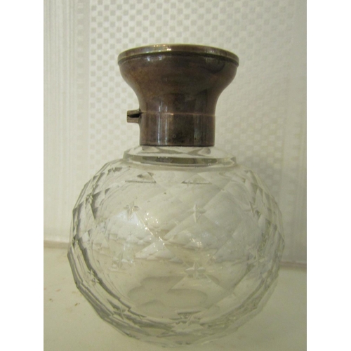 935 - Victorian Silver Mounted Cut Crystal Table Jar with Original Stopper and Silver Mounted Hinged Cover... 