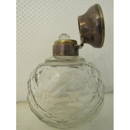 935 - Victorian Silver Mounted Cut Crystal Table Jar with Original Stopper and Silver Mounted Hinged Cover... 