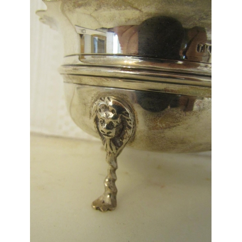 936 - Silver Table Bowl Circular Form Shaped Form Rim above Well Detailed Supports Lion Head Motifs Approx... 