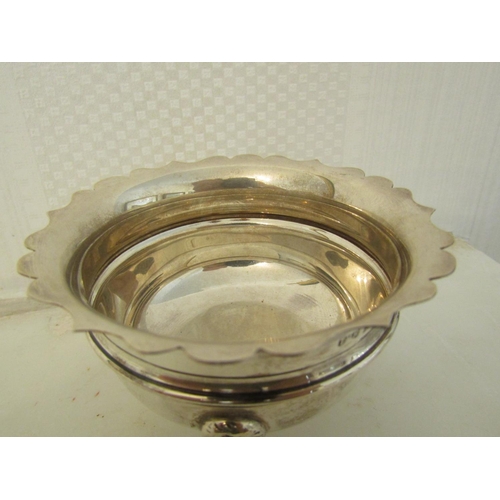 936 - Silver Table Bowl Circular Form Shaped Form Rim above Well Detailed Supports Lion Head Motifs Approx... 