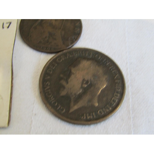 955 - George II Half Penny Coin Token Soho Coinage Dated 1805 One Penny Coin Dated 1918 and One Halfpenny ... 