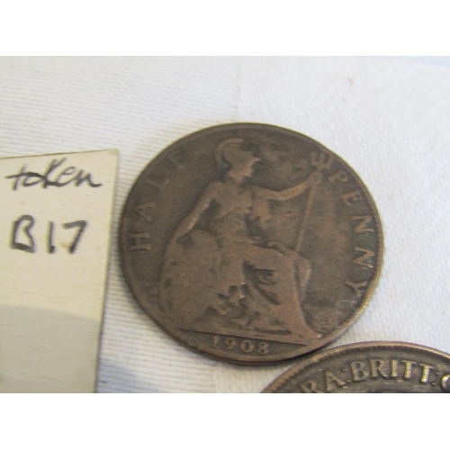 955 - George II Half Penny Coin Token Soho Coinage Dated 1805 One Penny Coin Dated 1918 and One Halfpenny ... 