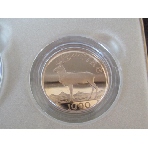 970 - Irish Three Coin Set Minted 1990 Encapsulated Contained within Original Presentation Case 50 ECU Gol... 