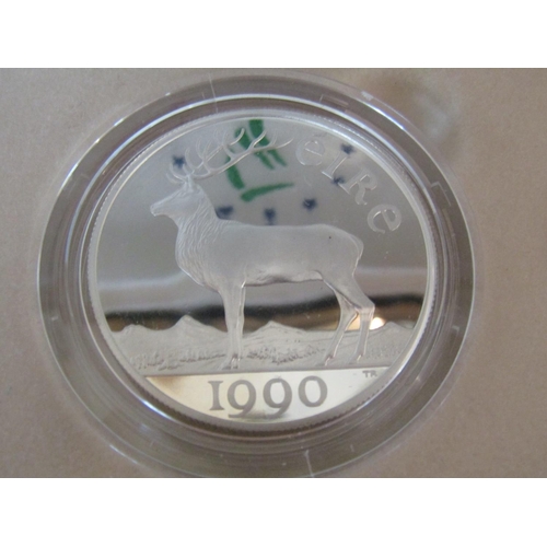 970 - Irish Three Coin Set Minted 1990 Encapsulated Contained within Original Presentation Case 50 ECU Gol... 