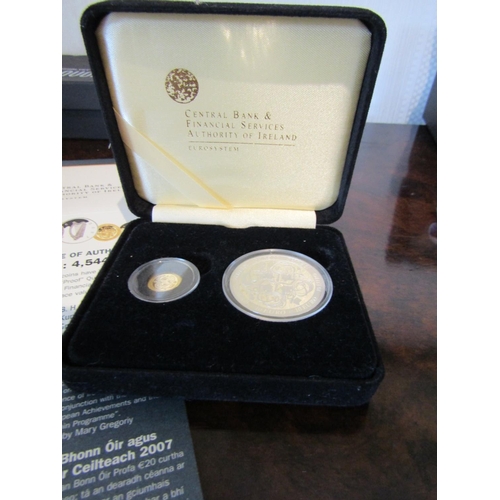 971 - Irish 20 Euro Goldproof Coin and Irish Silverproof Coin Both Encapsulated Mint Condition with Certif... 