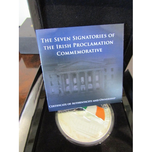 974 - Seven Signatories of The Irish Proclamation Full Silver Coin with Enamelled Detailing Encapsulated M... 