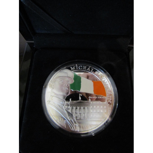 974 - Seven Signatories of The Irish Proclamation Full Silver Coin with Enamelled Detailing Encapsulated M... 