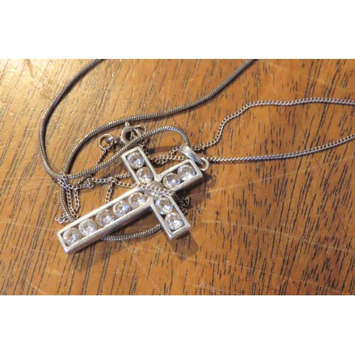 833 - Selection of Various Silver Jewellery Including Bracelet, Pendant Necklaces, Gem Set Silver Crucifix... 