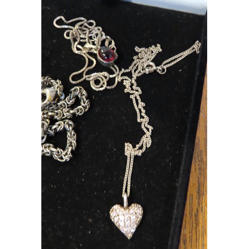 833 - Selection of Various Silver Jewellery Including Bracelet, Pendant Necklaces, Gem Set Silver Crucifix... 