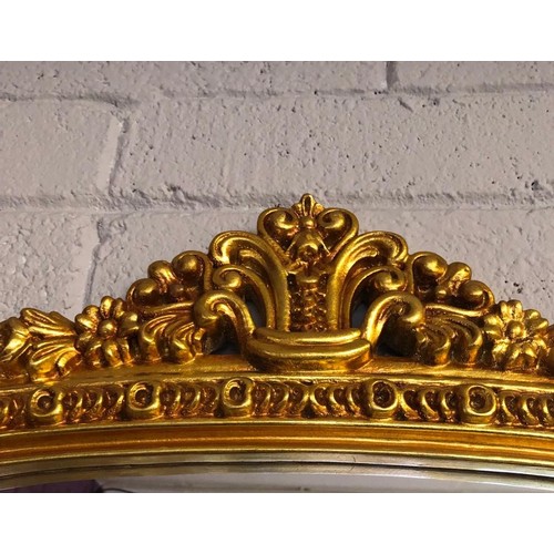 777 - Gilded Overmantle Mirror with Carved Side Decoration Approximately 4ft 4 Inches Wide x 4ft 10 Inches... 