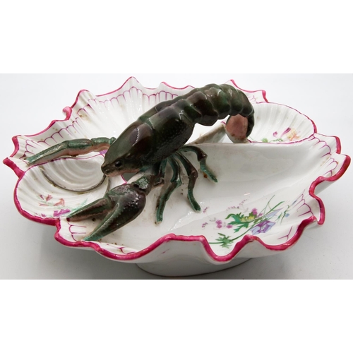 22 - Antique Serving Platter with Lobster Motif Handle Hand Painted Approximately 9 Inches Diameter