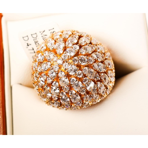 611 - Bombe Diamond Set 18 Carat Yellow Gold Ladies Ring Size O