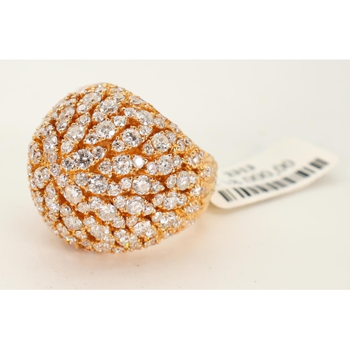 611 - Bombe Diamond Set 18 Carat Yellow Gold Ladies Ring Size O