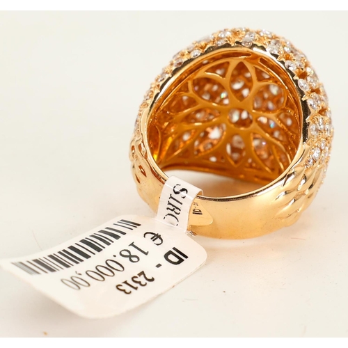 611 - Bombe Diamond Set 18 Carat Yellow Gold Ladies Ring Size O