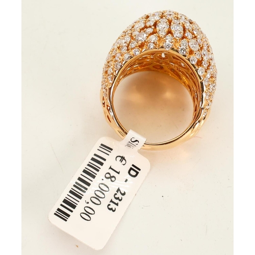 611 - Bombe Diamond Set 18 Carat Yellow Gold Ladies Ring Size O