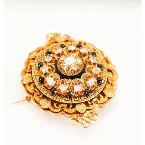 613 - Vintage Diamond Set 18 Carat Yellow Gold Brooch Attractively Detailed