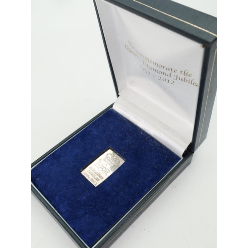 Silver Ingot Diamond Jubilee Piece Dated 2012 Contained within Original Presentation Case