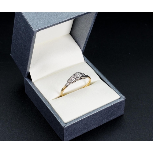 Ladies Diamond Ring Platinum Set Mounted on 18 Carat Gold Band Ring Size R