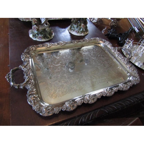 Antique silver plated on sale tray with handles